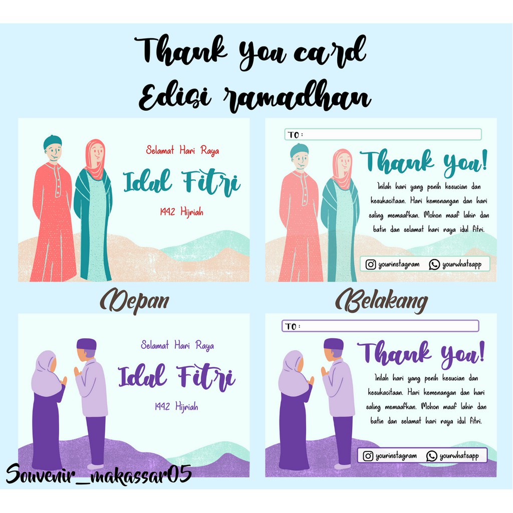 

Thank You Card (1 Sisi dan 2 Sisi) - Kartu Puasa & Lebaran - Thankyou card - Kartu Ucapan - An cetak