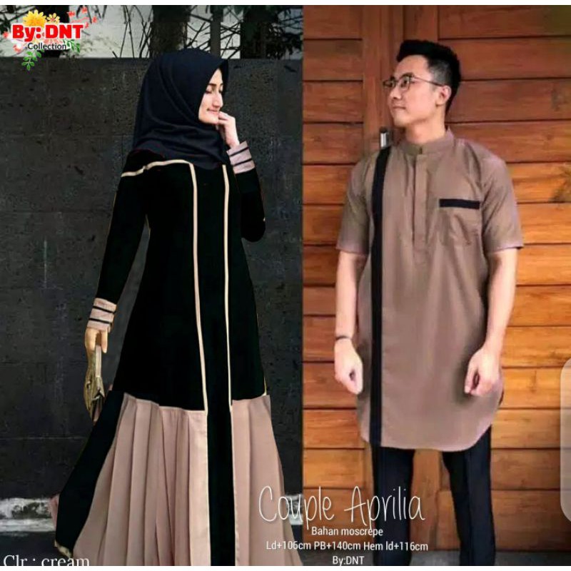 Couple ayah ibu sarimbit gamis dan kemeja kurta couple pasangan gamis maxy longdress Katakita Couple