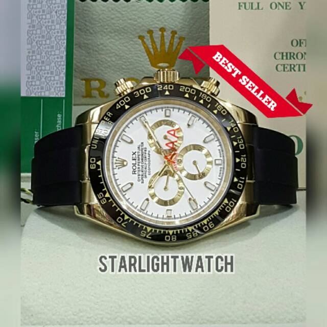 JAM TANGAN ROLEX DAYTONA AUTOMETIC BLACK WHITE DIAL