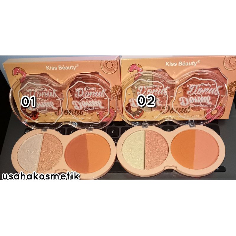 TERMURAH  Blush on+highlighter Cat Claw Kiss Beauty isi 3 | Donut isi 2 Super Besar No.83103-03 | 83108-03