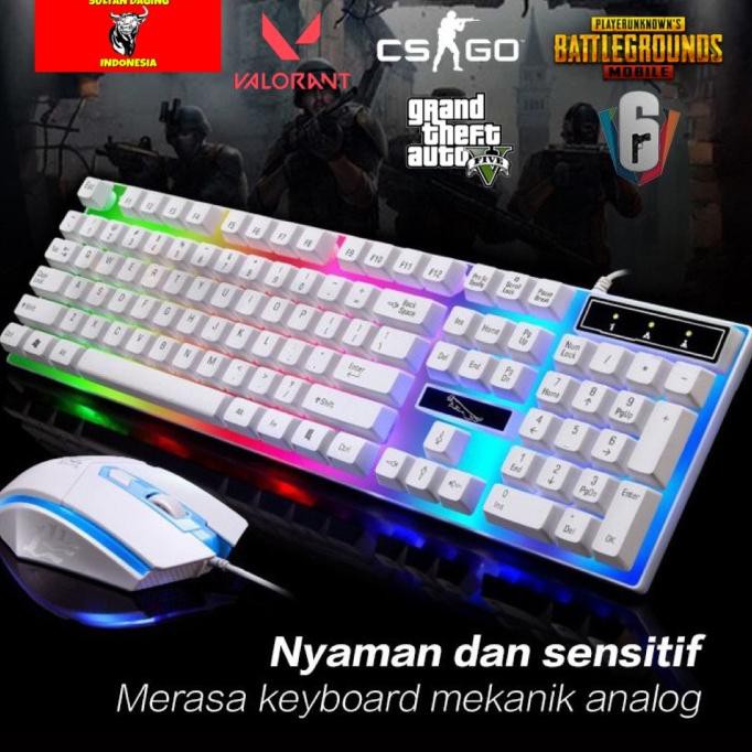 Paket Keyboard Gaming Rgb Dan Mouse Gaming Rgb Warna Hitam Dan Putih