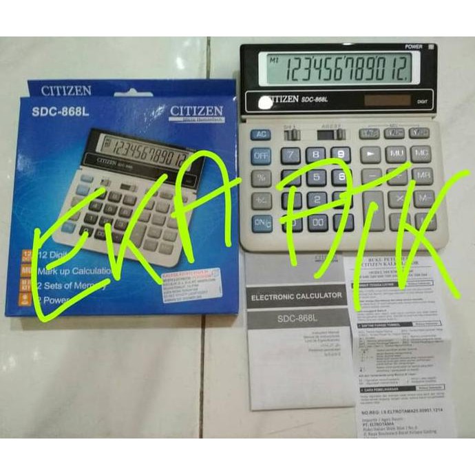 

KALKULATOR CITIZEN SDC-868L ASLI ORIGINAL / ELECTRONIC CALCULATOR 868L - CUCI GUDANG LHOOO