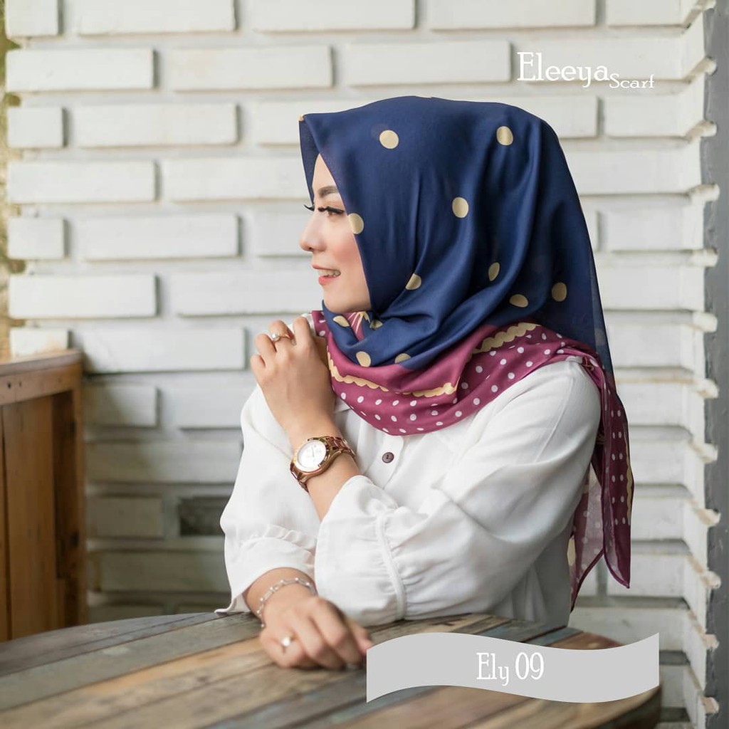 HIJAB SEGIEMPAT MOTIF ELY 09 || Eleeya Scarf