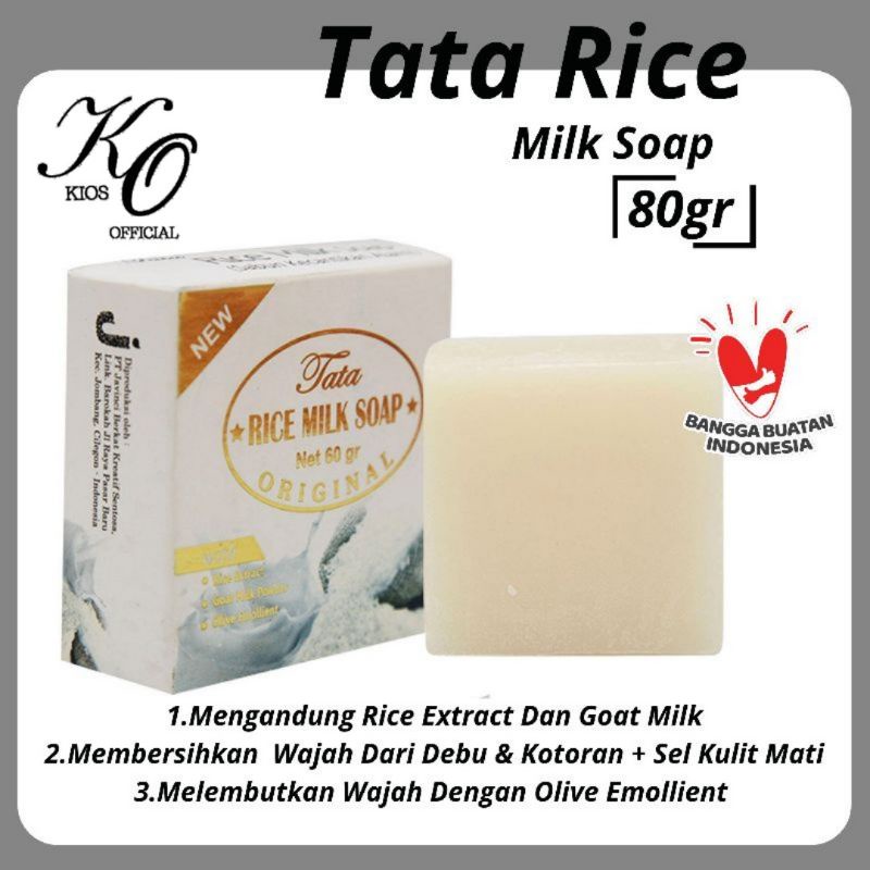 Sabun Beras Batang Wajah / Sabun Muka Rice Milk Soap Original 60gr By Tata