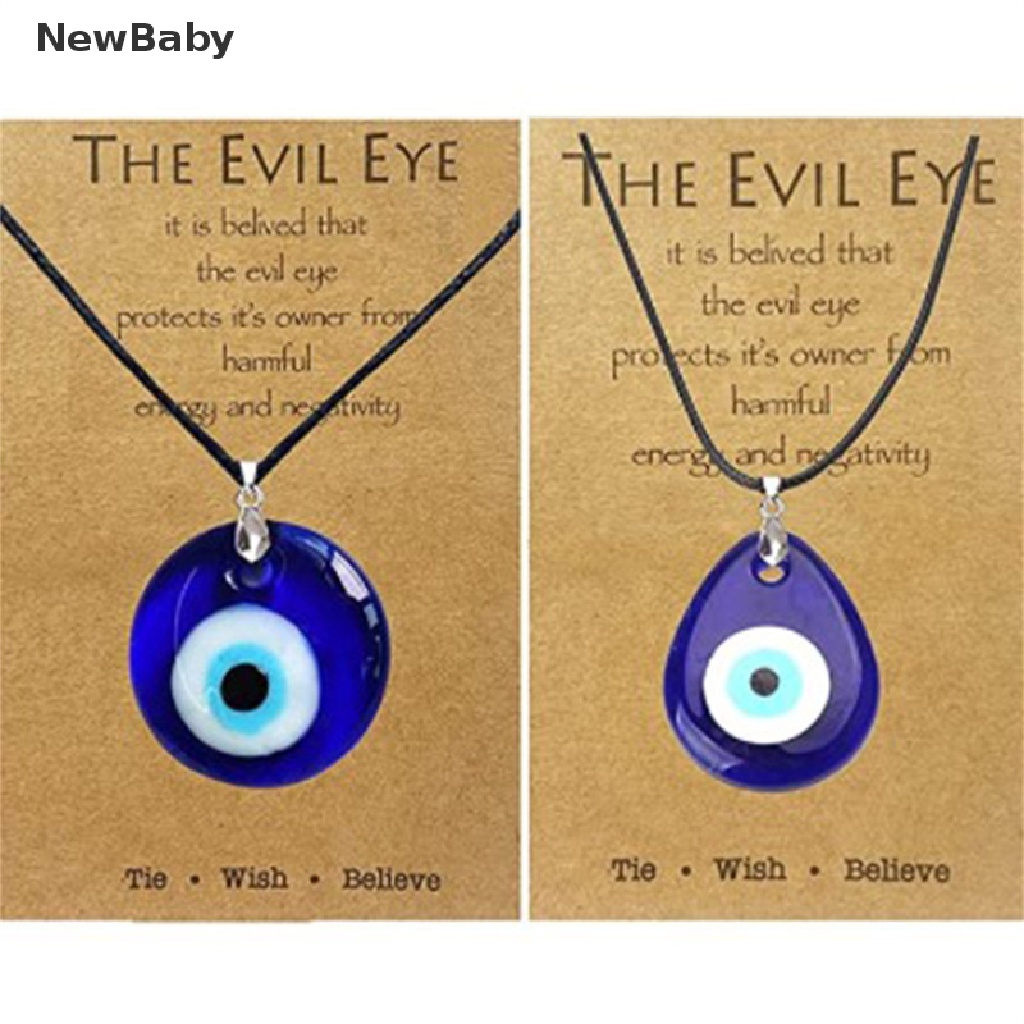 1pc Kalung Liontin Evil Eye Bahan Kaca Warna Biru Ukuran 30mm Untuk Wanita