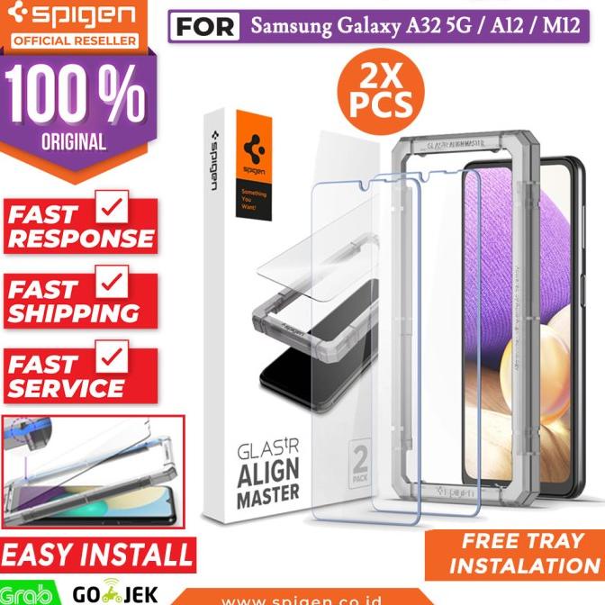 Tempered Glass Samsung Galaxy A32 5G A12 M12 Spigen AlignMaster Clear