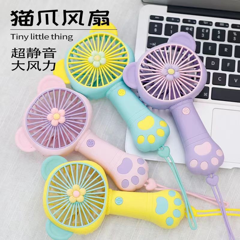 Kipas Angin Genggam Bunga Portable Mini Fan Sleding + Cermin + Tali Gantungan