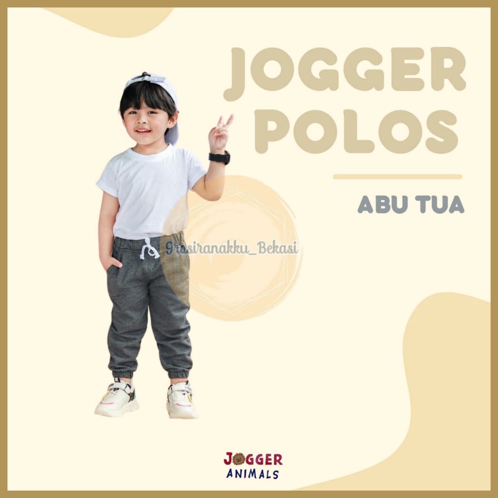 Celana Jogger Anak Polos Warna Abu Tua Size 2-5tahun