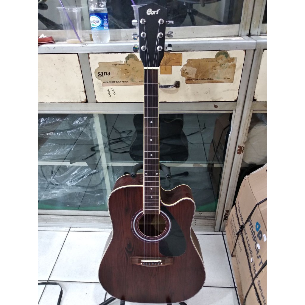 Gitar Akustik Jumbo Merk Cort Warna Coklat Doff Senar String Trusrod Jakarta Murah