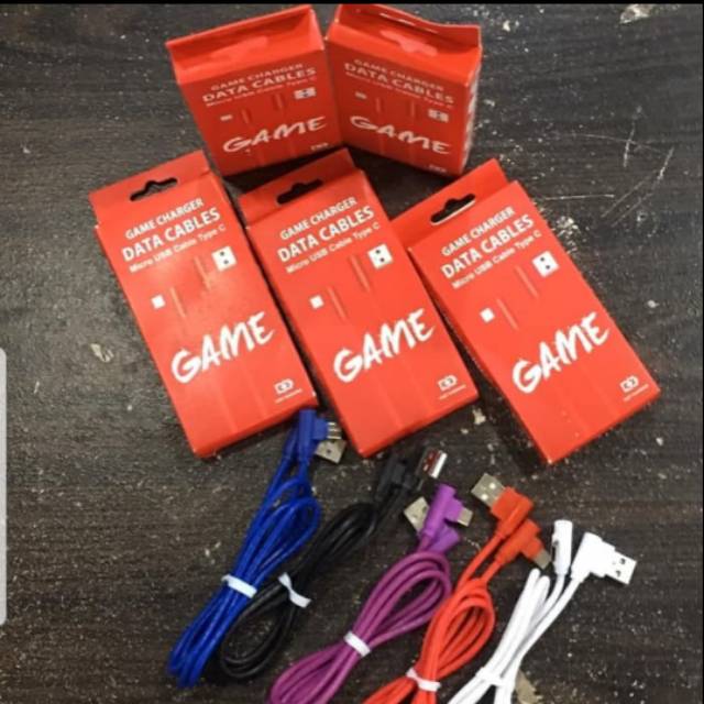 Kabel Data Charger Game Type C  Android Kabel Gaming L- Biru