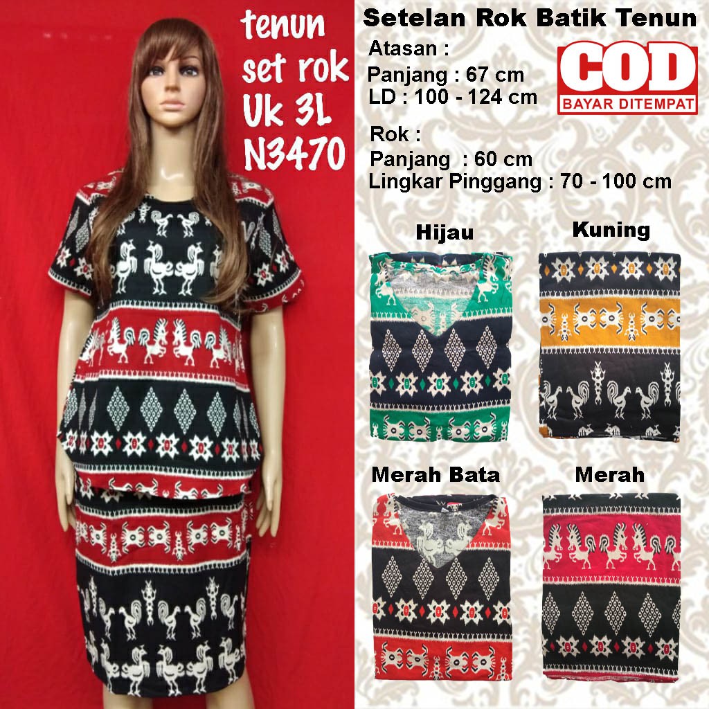 Setelan Rok Batik Wanita Jumbo | Batik Songket Wanita | Batik Tenun Modern Terbaru