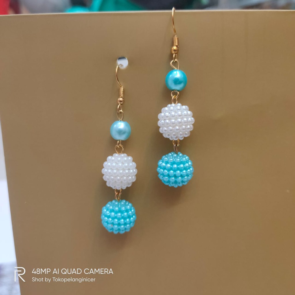 Anting Fashion Hooks Mutiara - Kerabu Anting Beauty Juntai Susun Giwang Handmade Tokopelanginicer