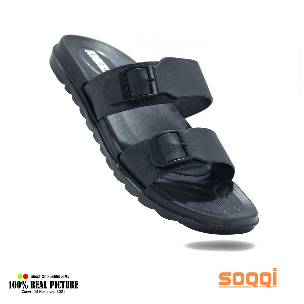 Sandal slop karet pria import original sendal selop cowok laki laki dewasa model casual slide tali 2 branded Soqqi-Dk 519 1SX promo lebaran murah bisa cod 40-44-1