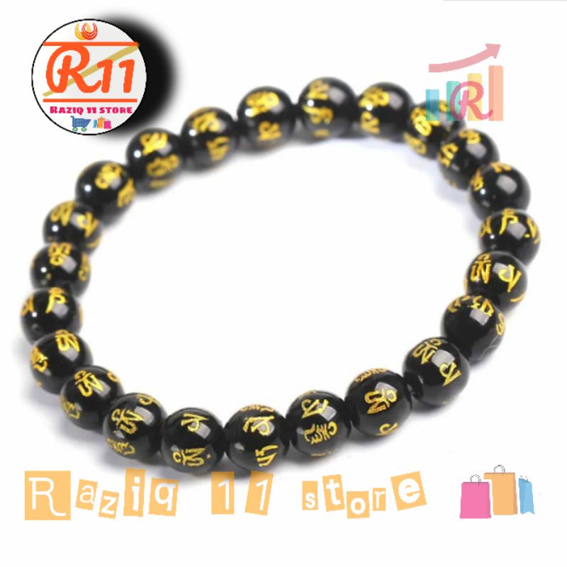 Gelang Batu Asli Mantra Budha Import Cina