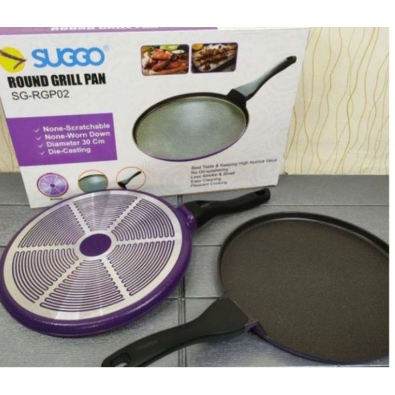 Crepe & Pizza ROUND Grill Pan | Cetakan Pizza Pan | Anti Gores | Panci & Alat Panggang Bulat | Wajan