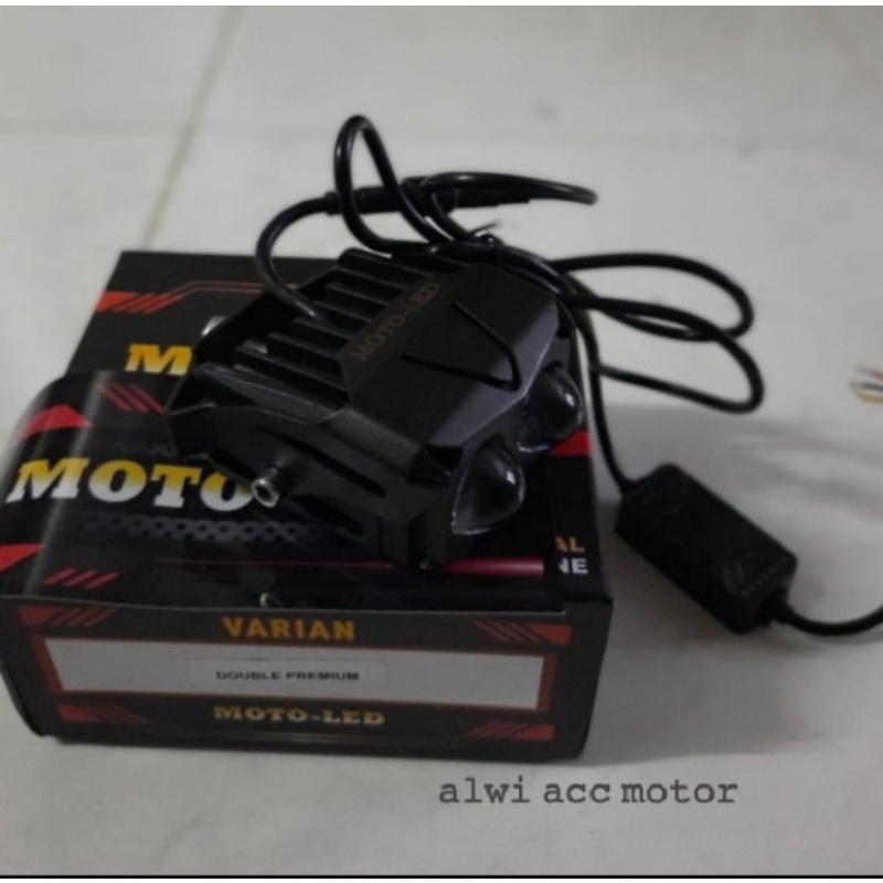 Lampu Tembak Motoled DOUBLE Premium D2 Laser mini driving putih kuning