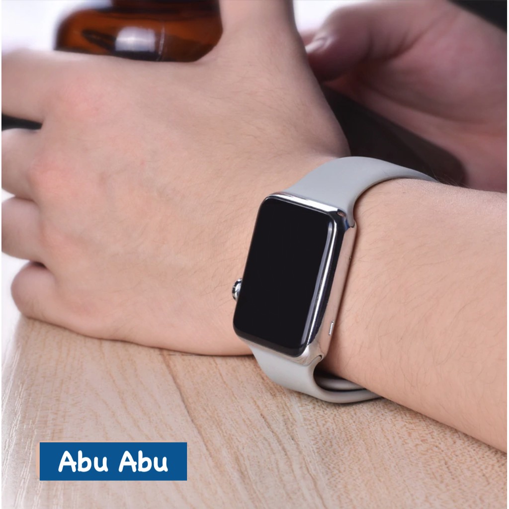 1 Pasang Strap Jam Tangan LED Rubber - Abu abu