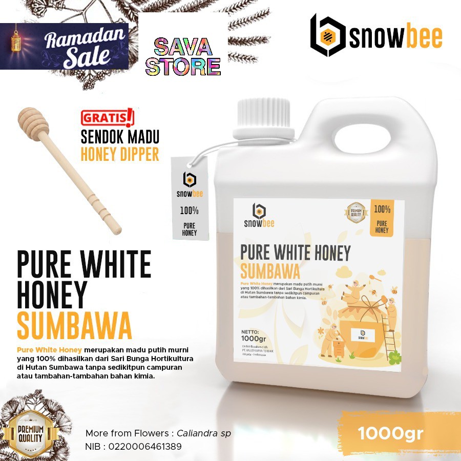 MADU PUTIH HUTAN SUMBAWA MURNI 1KG SNOWBEE PURE WHITE HONEY MADU PUTIH MURNI - ECER GROSIR