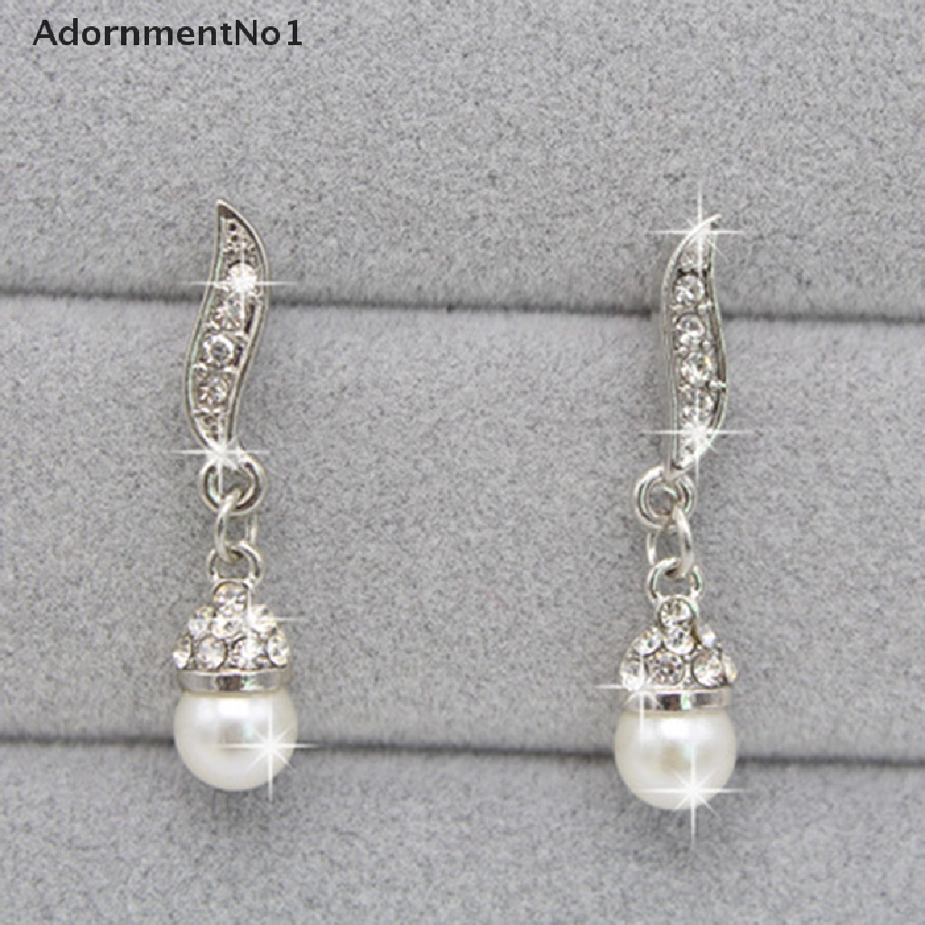 (AdornmentNo1) Set Kalung + Anting Gantung Panjang Tusuk Motif Sayap Malaikat + Mutiara Imitasi Untuk Wanita