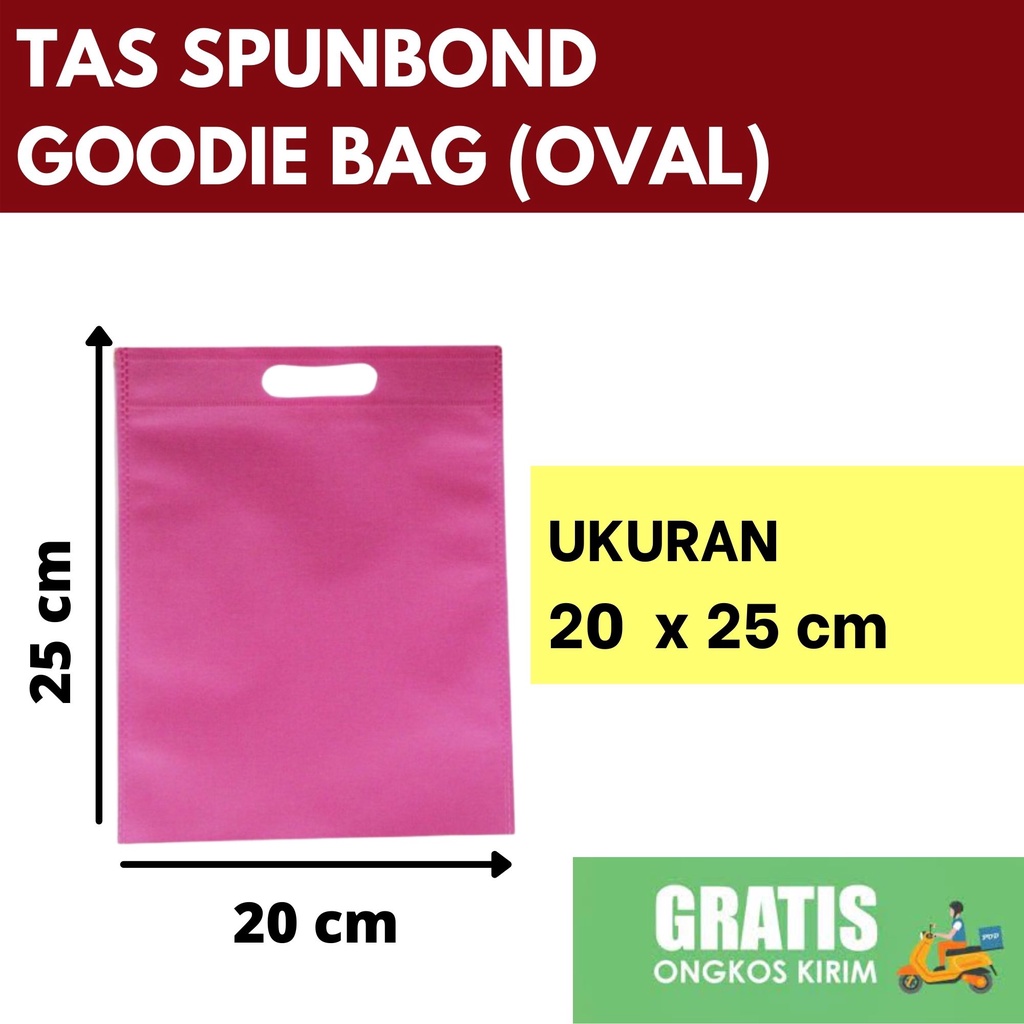 

TAS SPUNBOND OVAL GOODIEBAG 20X25 cm PINK MERAH MUDA /Tas Belanja