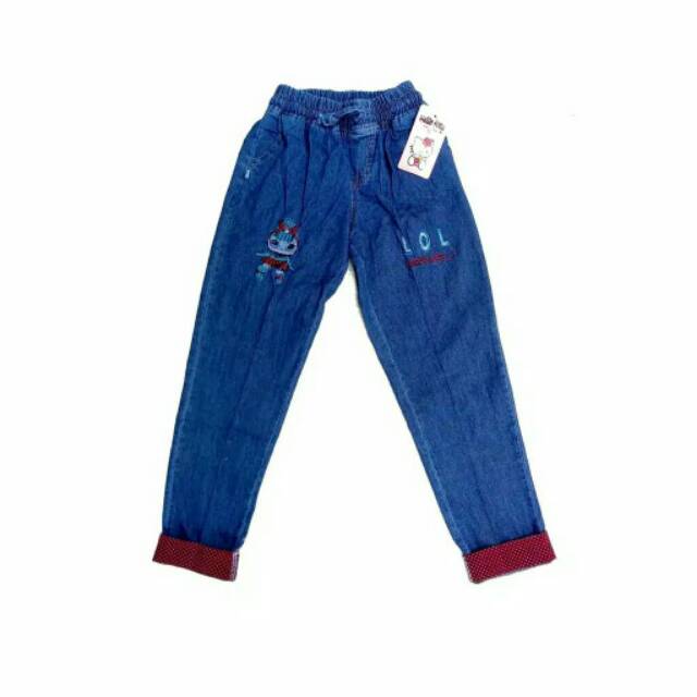 Celana Jeans / Celana Panjang / Celana Anak Perempuan / Celana Luna Motif Bordiran ukuran 24.25.26