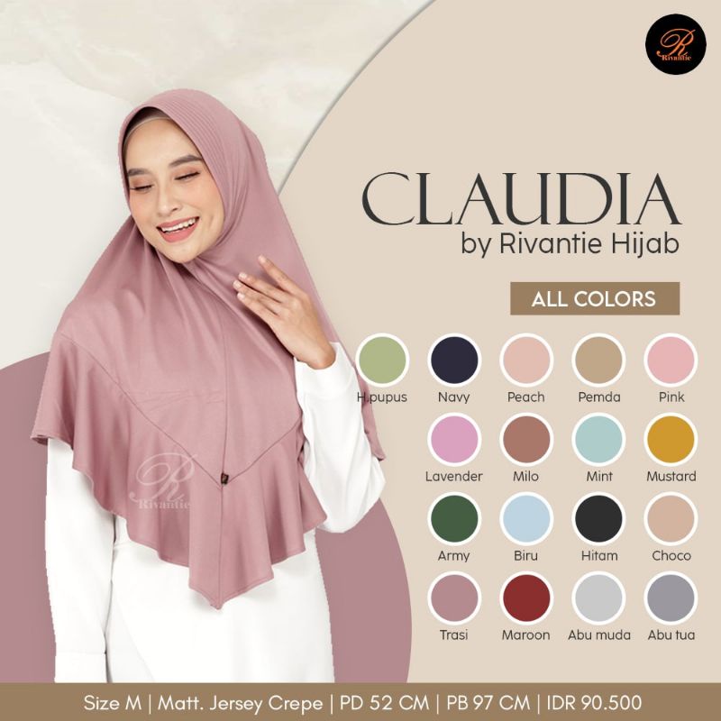 PROMO Kerudung Rivantie claudia M / kerudung instan / Jersey creb-6