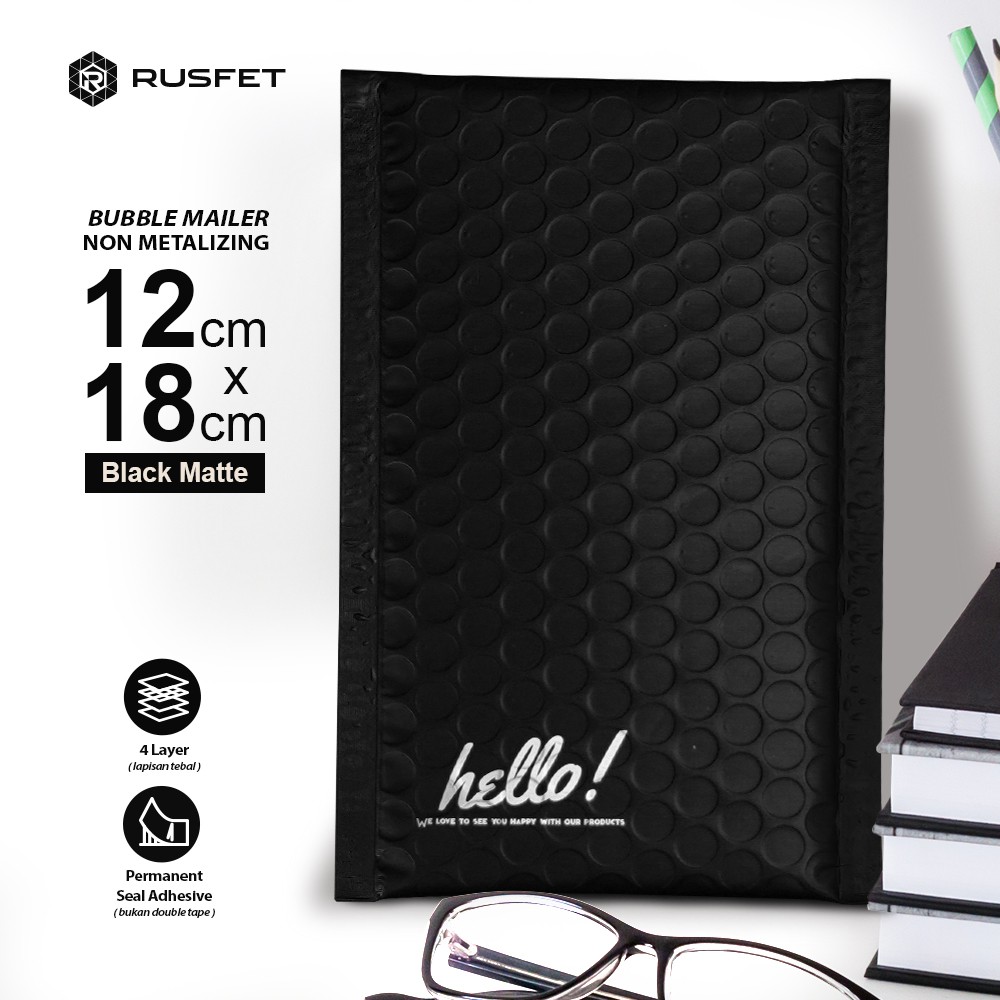 PLASTIK BUBBLE MAILER / AMPLOP BUBBLE PREMIUM HITAM - SECURITY BAG RUSFET 12X18