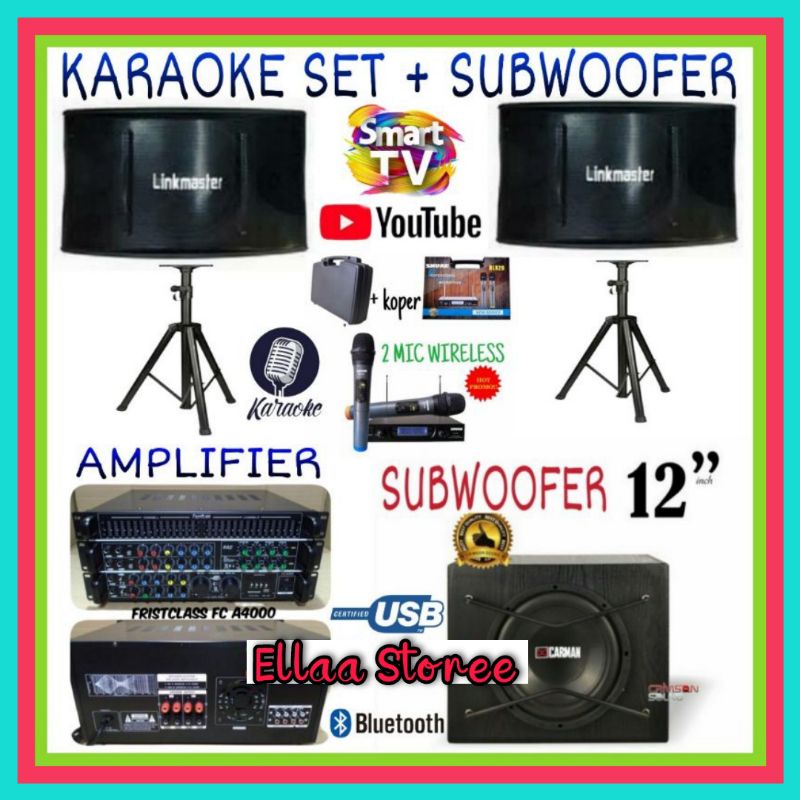 Karaoke Set Pro Linkmaster 10 In Plus Subwoofer 12 In Amplifier Smart Tv 2 Mic Wireless