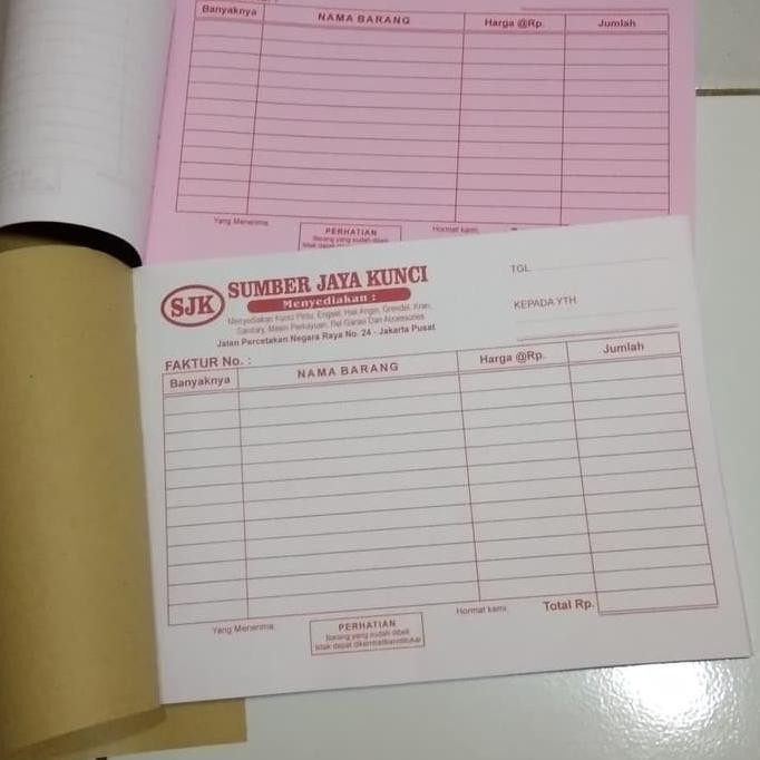 

Cetak Nota Satuan 2 ply (2 rangkap) - Tanpa Nomorator Kode 646