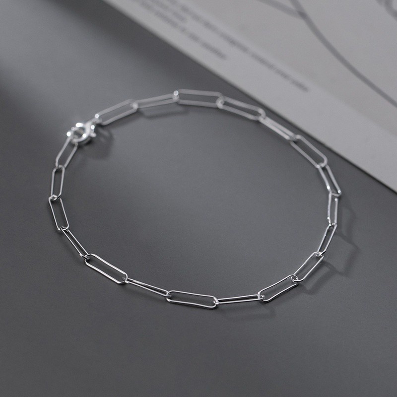 Disesuaikan Gelang &amp; Gelang 925 gelang perak murni Tebal Rantai Gelang Gelang Geometri Segiempat Korea Fashion Perhiasan Hadiah