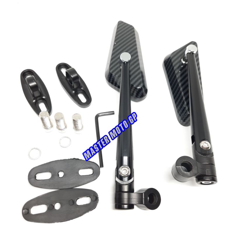 spion circuit carbon black - Spion sircuit karbon hitam - kaca spion sepeda motor modifikasi Universal Spion circuit CNC babet RB Racebolt nmax Pcx adv lexi Vario125 Vario150 Vario160 Beat aerox Vixion cbr cb150 R25 R15