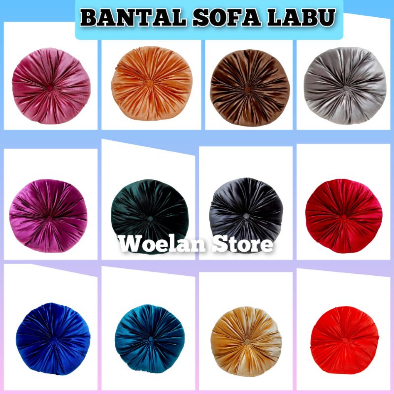 bantal sofa bulat labu besar bulu bludru murah
