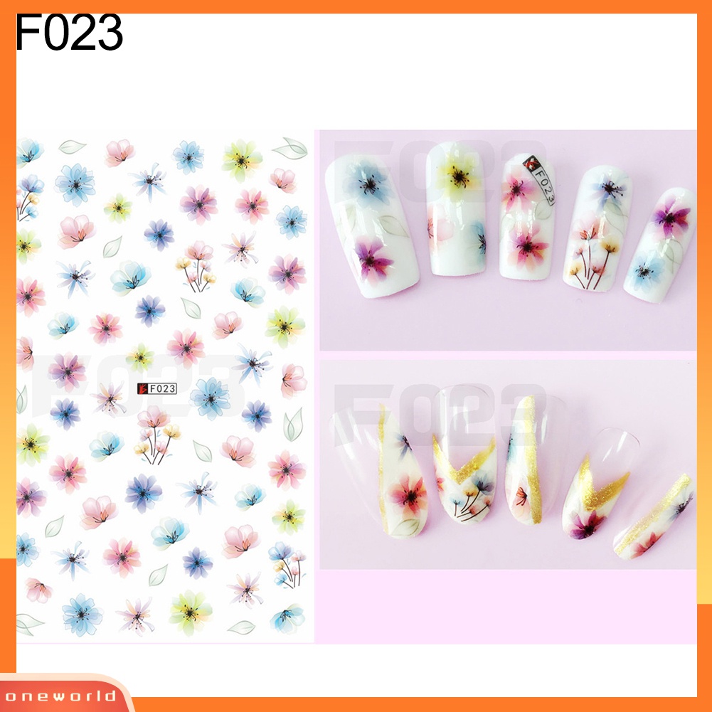 (ONWO) 1 Lembar Stiker Nail Art DIY Motif Bunga / Kupu-Kupu