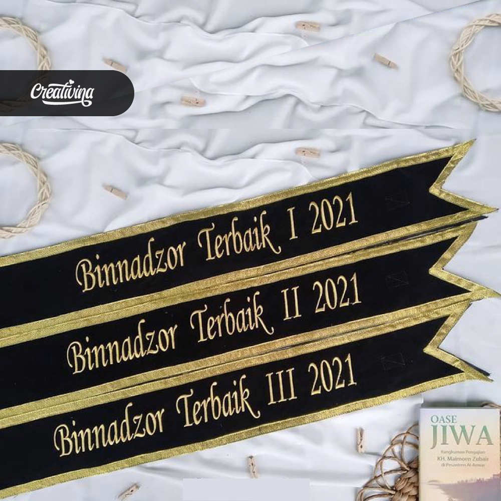 Salempang Wisuda Bordir Bludru Custom Nama - Slempang Wisuda Bordir Bludru Custom Nama Murah - Sash 