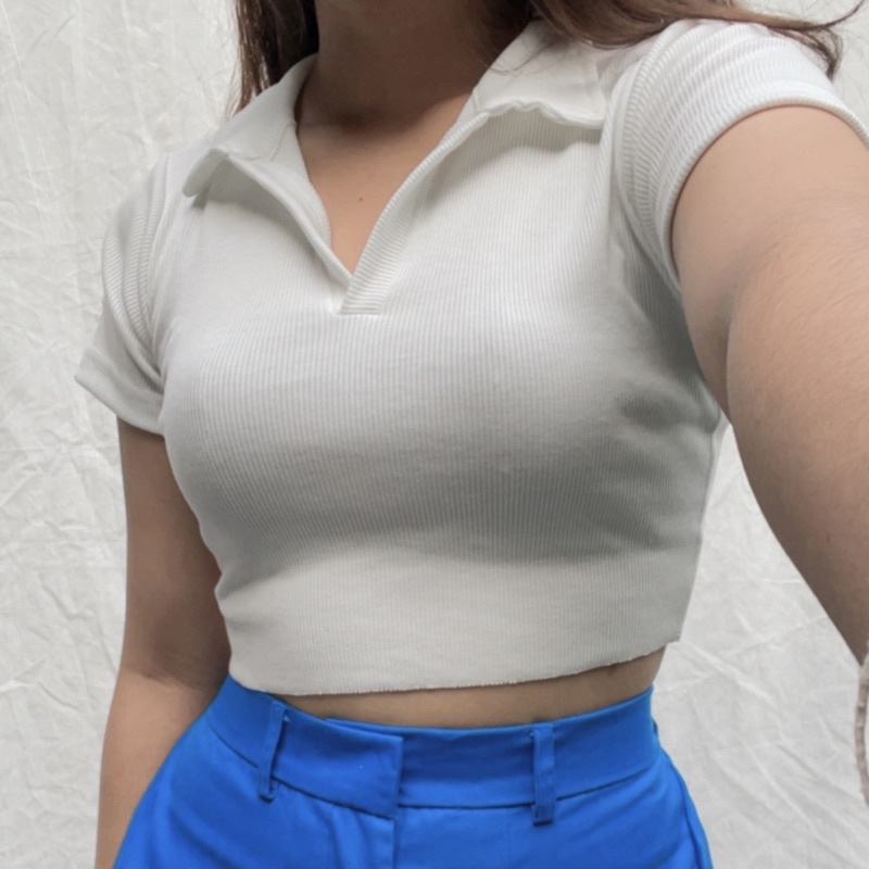 kimmy Top // polo crop top // basic top