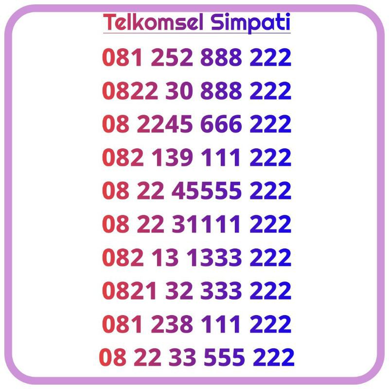 nomor cantik telkomsel simpati 222