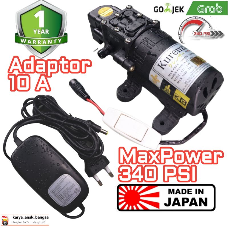 🈯🇯🇵 Paket Mesin 340 PSI plus Adaptor No.1 Water Pump DC Mist Misting Hidroponik