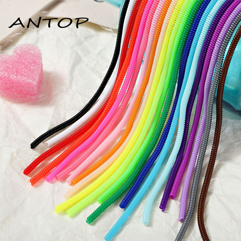 Pelindung Kabel Charger / Earphone Bentuk Spiral Panjang 60cm Warna Polos Antop