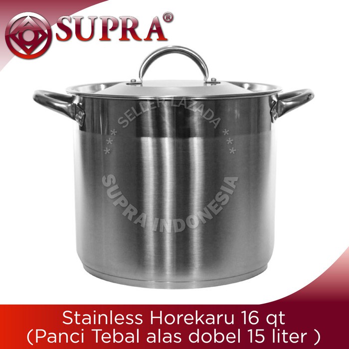 Supra Horekaru 16 Qt / Panci Stainless Double Bottom Impact [16 Qt / 15 Liter]