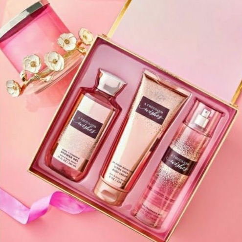 BATH &amp; BODY WORKS BBW FULLLSIZE GIFT SET BOX GINGHAM ROSE WARM VANILLA SUGAR WVS CHAMPAGNE TOAST YOU'RE THE ONE YTO INTO THE NIGHT ITN IN THE STARS ITS AWAKENING SUN RESTFUL MOON A THOUSAND WISHES ATW