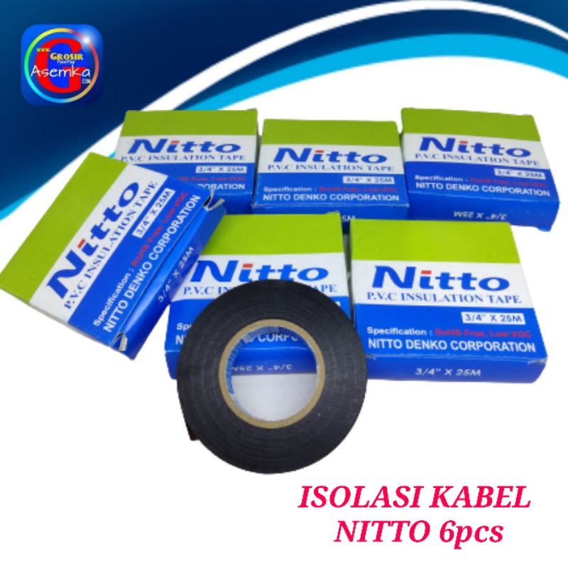 

[GPA] Isolasi 6pcs selotip Kabel Listrik warna Hitam solasi kabel Nitto Grosir