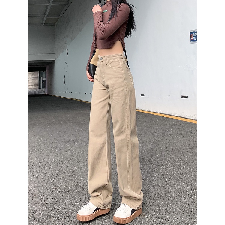 kakak_clother-Korean style straight leg loose khaki jeans