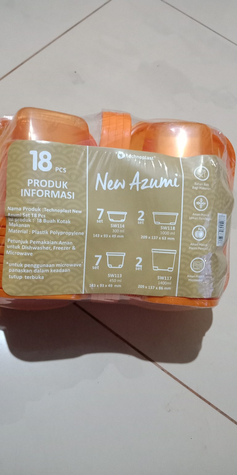 Azumi Isi 18 Pcs/wadah Penyimpanan/wadah Penyimpanan Kulkas/food Preparation/food Container