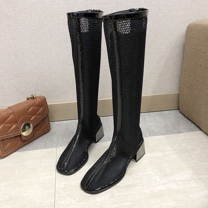 Sepatu Boots Panjang Wanita Musim Panas Mesh Bernapas Sepatu Boots Panjang Wanita Musim Panas Mesh Bernapas