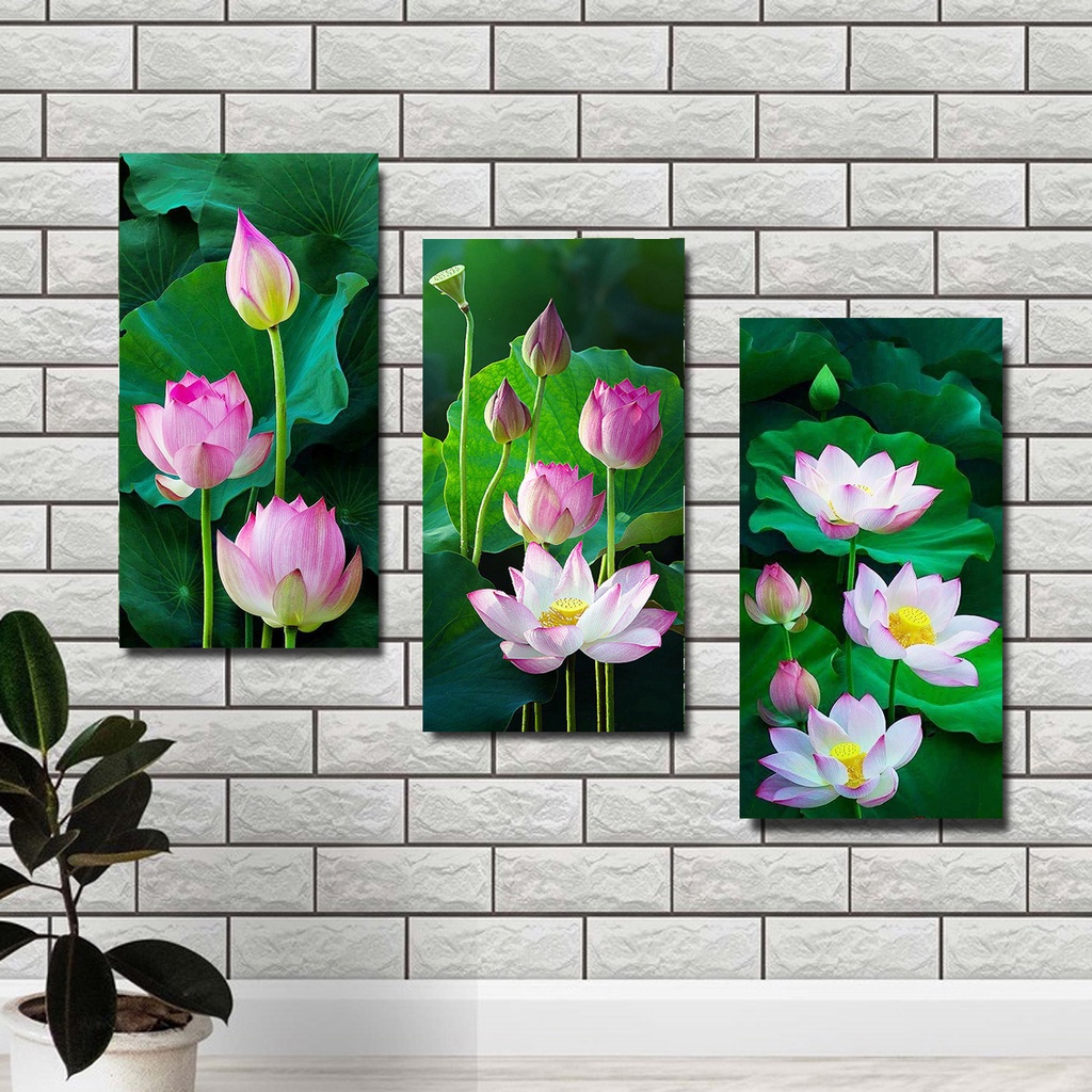 Hiasan Dinding Poster BOTANIC DAUN lotus bunga flora tanaman seni foto bagus laminasi mengkilap vintage dekorasi rumah cantik pigura murah