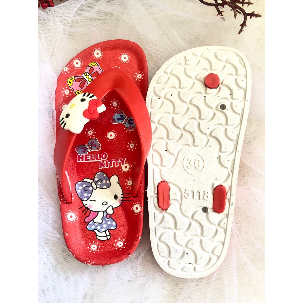 Sandal Anak Perempuan Jepit helo kitty 3-7 Tahun LCR Size 30-35 [3-7 Tahun]