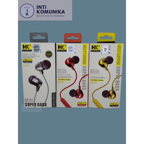 Earphone Hk M50 Headseat super bass HK M51 mega bass