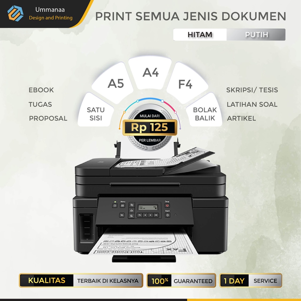 

Jasa Print Murah / Cetak Dokumen Hitam Putih A5 A4 F4