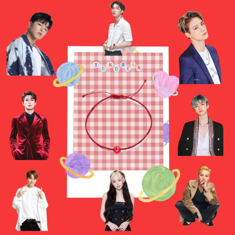 ✨ GDragon J Red Bracelet Jennie Jungwoo Jaemin Jaehyun Jeno with Photocard ✨