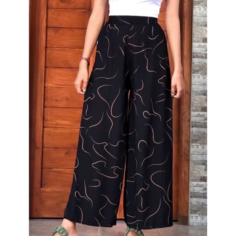 TRV KULOT ZEBRA / KULOT ANIMAL MUAT S-XXL TIDAK LUNTUR / Korean Long Pants/Celana Culottes Abstrak C909-KLT.KRIWIL HITAM